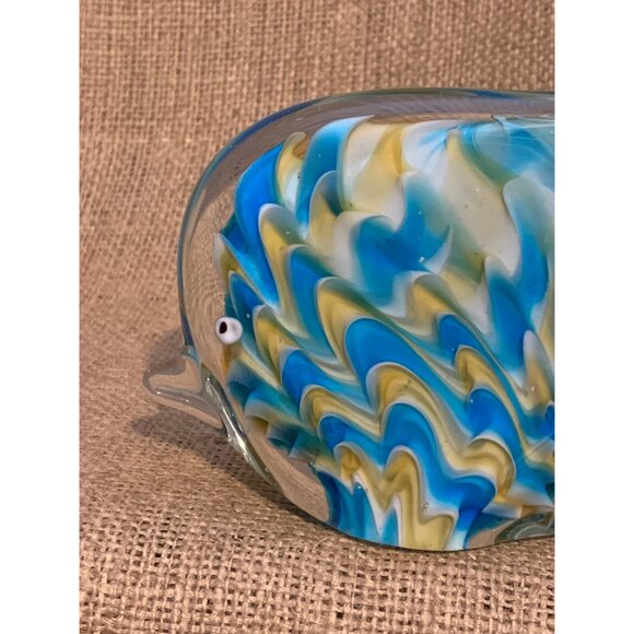 Blue & Yellow Art Glass Angel Fish Paperweight 3.75" x 6" - Picture 6 of 10